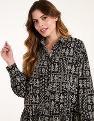 Printed Smock Shirt Dress