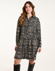 Printed Smock Shirt Dress