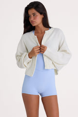 Knit Cropped Cardigan in Ivory