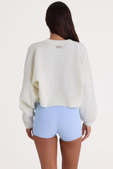 Knit Cropped Cardigan in Ivory