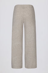 Knit Mid-Rise Wide-Leg Joggers in Beige