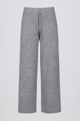 Knit Mid-Rise Wide-Leg Joggers in Grey