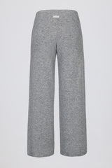 Knit Mid-Rise Wide-Leg Joggers in Grey