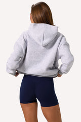 Embroidered Oversized Hoodie in Grey Marl