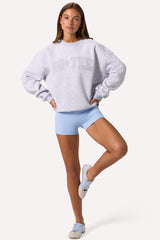 Oversized Crew-Neck Jumper in Grey Marl