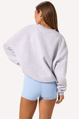 Oversized Crew-Neck Jumper in Grey Marl