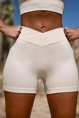 High Waist FlexiRib Mini Shorts in Ivory