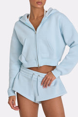 Oversized Zip-Up Hoodie  in Powder Blue