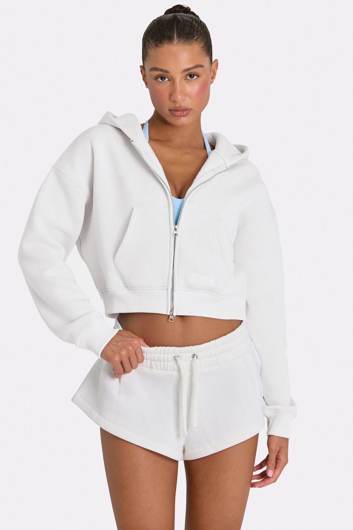 Oversized Zip-Up Hoodie  in Coconut