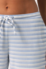 Ribbed Jersey Low-Rise Trousers in Blue Stripe