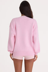 Ribbed Knit Oversized Jumper in Pale Pink