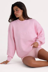 Ribbed Knit Oversized Jumper in Pale Pink