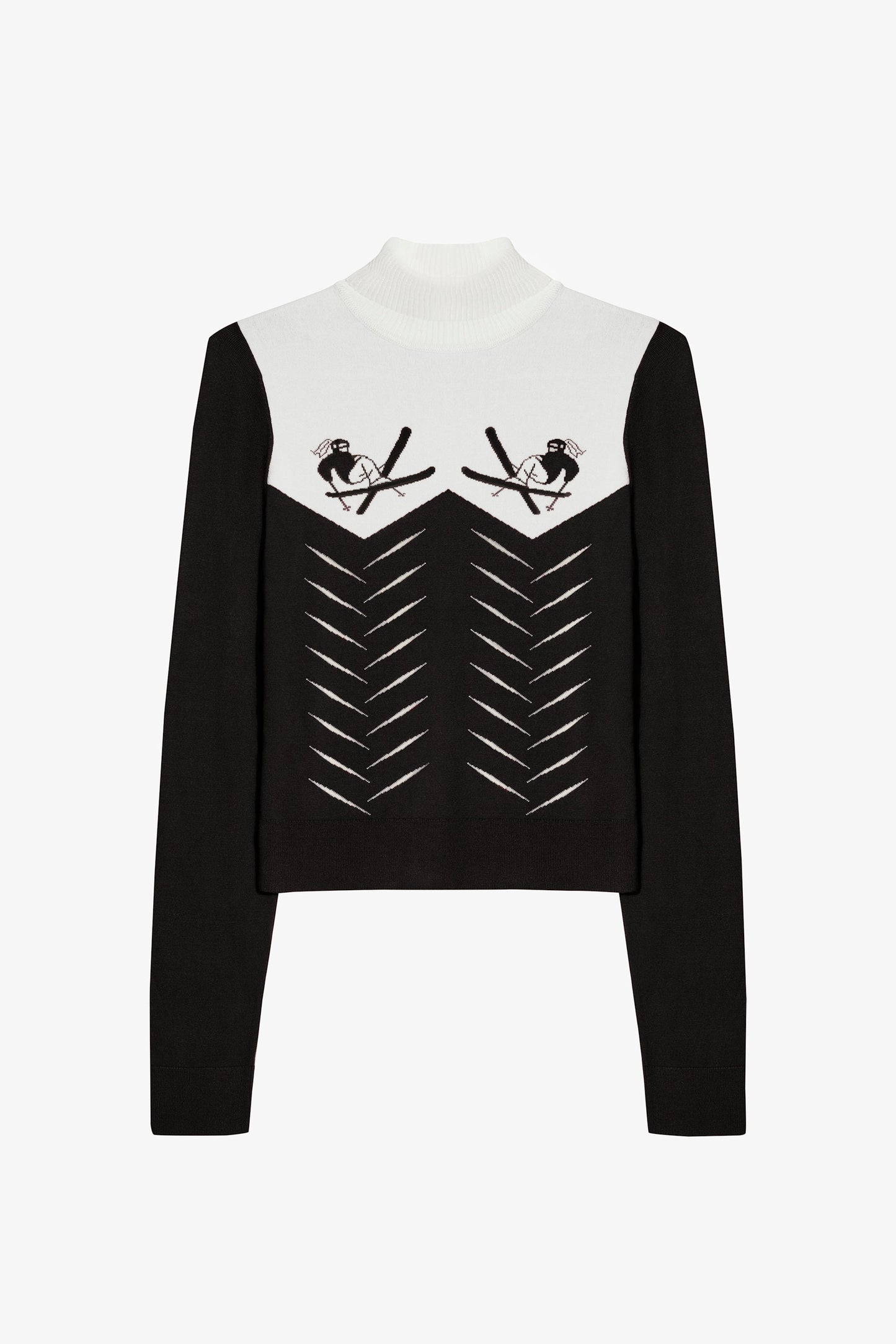 Knit Long-Sleeve Fitted Top in Black