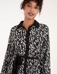 Contrast Midi Shirt Belted Dress