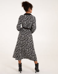 Contrast Midi Shirt Belted Dress