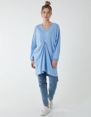 Twist Front Cotton Tunic With Side Pocket