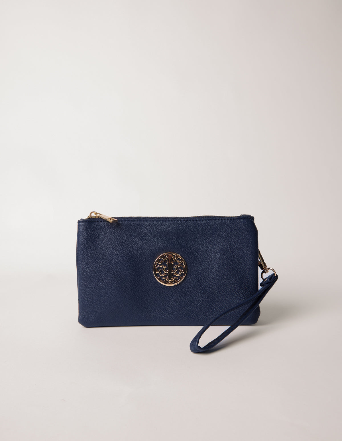 Detailed Zip Up Purse With Detachable Strap