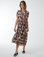 High Low Hem Notch Collar Dress