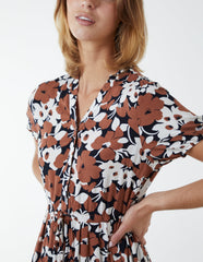 High Low Hem Notch Collar Dress