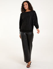 Striped Diamante Batwing Jumper