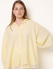 Oversize Crinkle Lace Hem Shirt