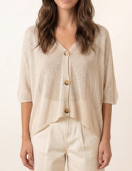 Thin Knit Button Front Boxy Cardigan
