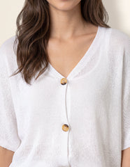 Thin Knit Button Front Boxy Cardigan