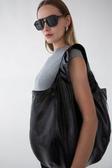 PADDED VEGAN LEATHER TOTE BAG