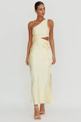 Abloom One Shoulder Satin Maxi Dress Butter