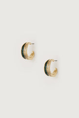 DOUBLE LAYERED HOOP STONE EARRING