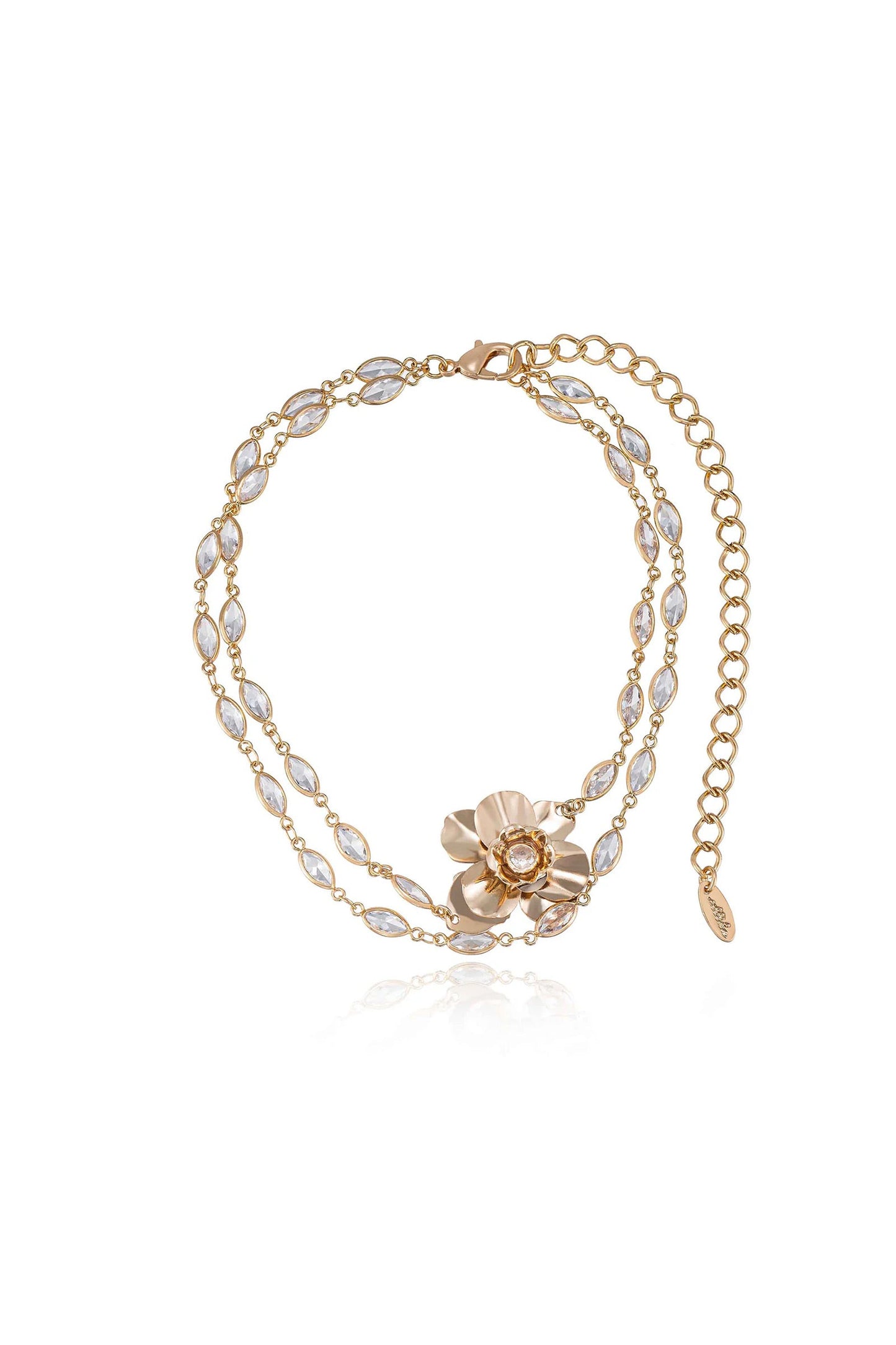 Bezel Layered Flower Necklace