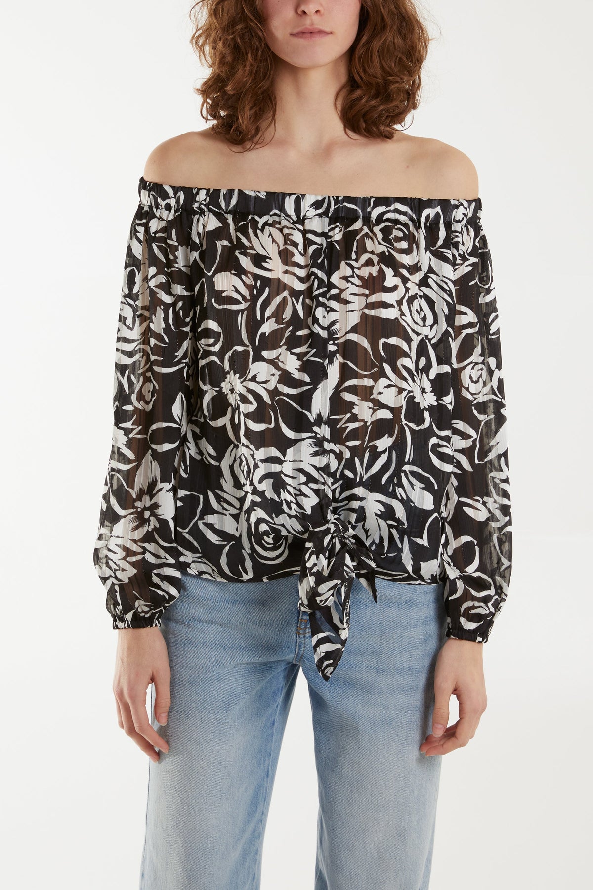 Tie Front Bardot Top