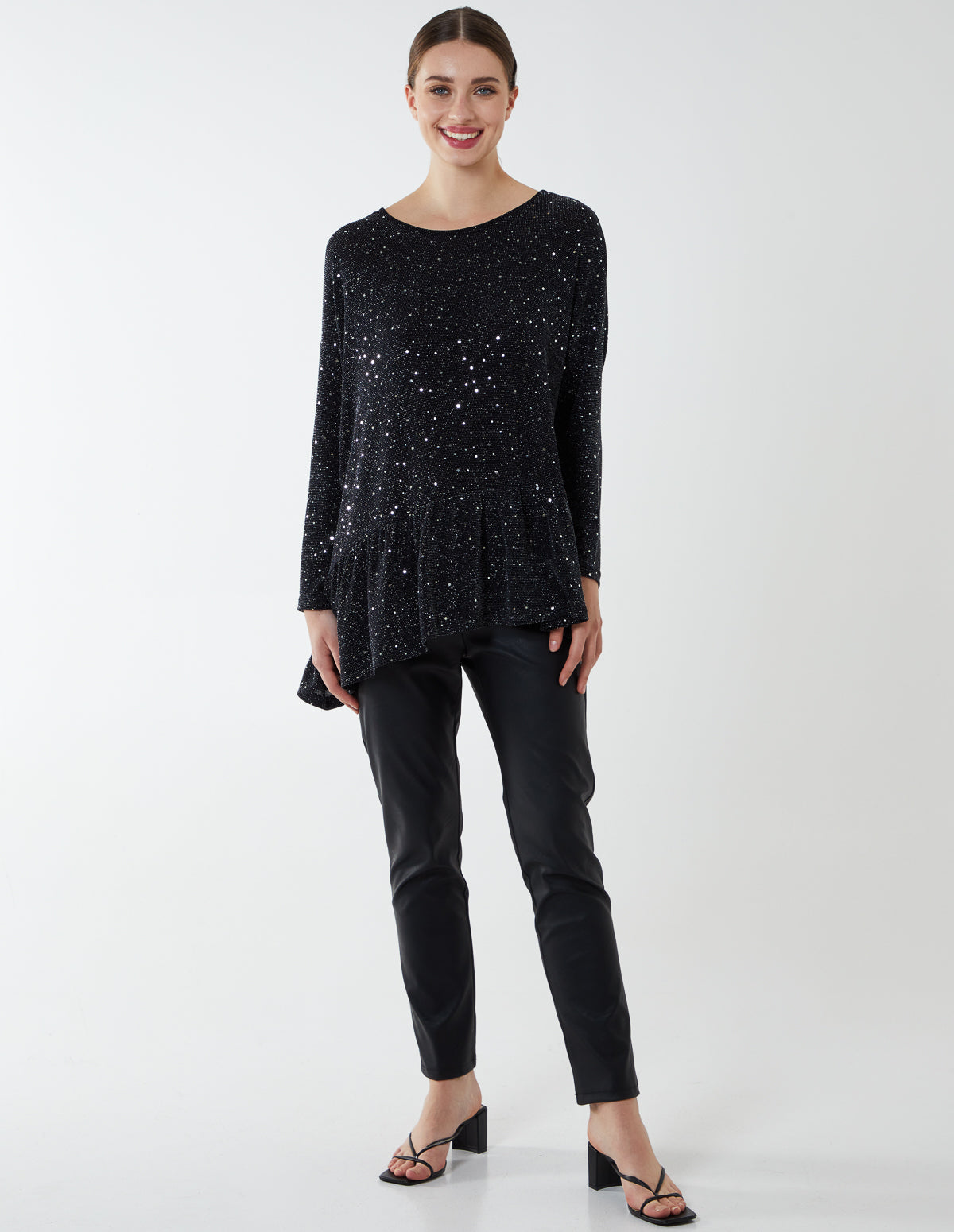 Asymmetric Hem Batwing Oversized Top