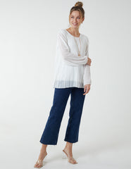 Long Sleeve Pleated Top