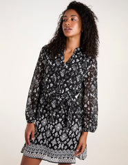 Tie Neck & Waist Mini Smock Dress