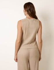 Crew Neck Button Through Vest