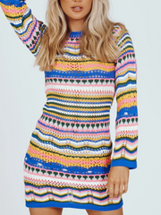 Smaibulun Doll | Zig Zag Crochet Knit Dress - Blue
