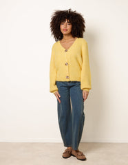 Gold Tone Flower Embossed Button Cardigan