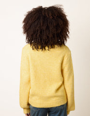 Gold Tone Flower Embossed Button Cardigan
