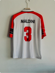 ACMILAN 1997-98 HOME KIT MALDINI FIVESLEEVE POLO