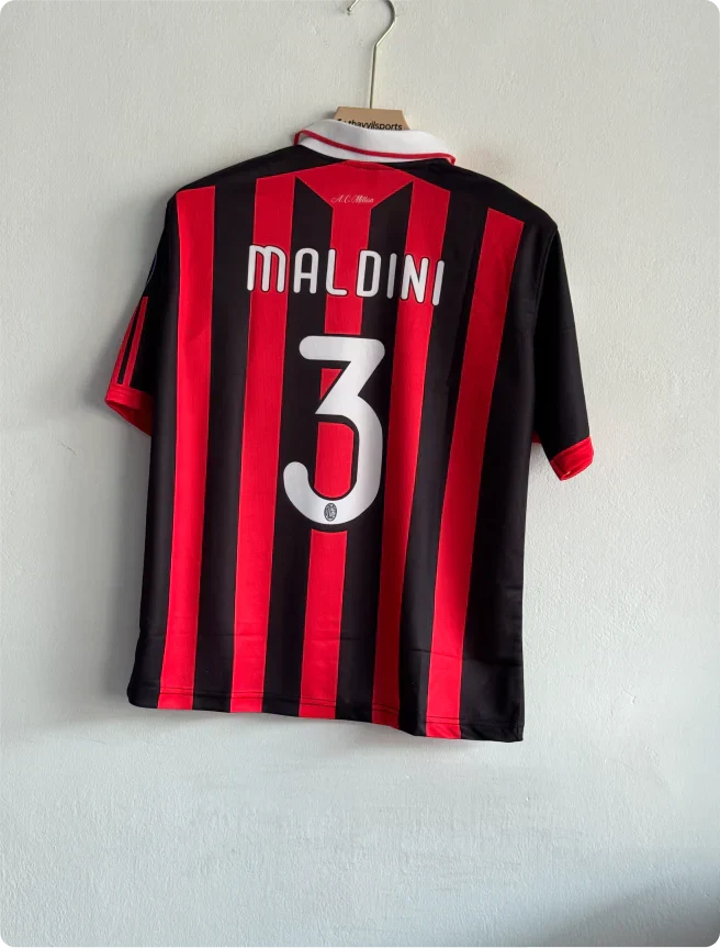 ACMILAN 2009-10 HOME KIT MALDINI FIVESLEEVE POLO