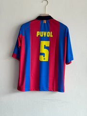 BARCELONA 2002-03 HOME KIT PUYOL FIVESLEEVE POLO