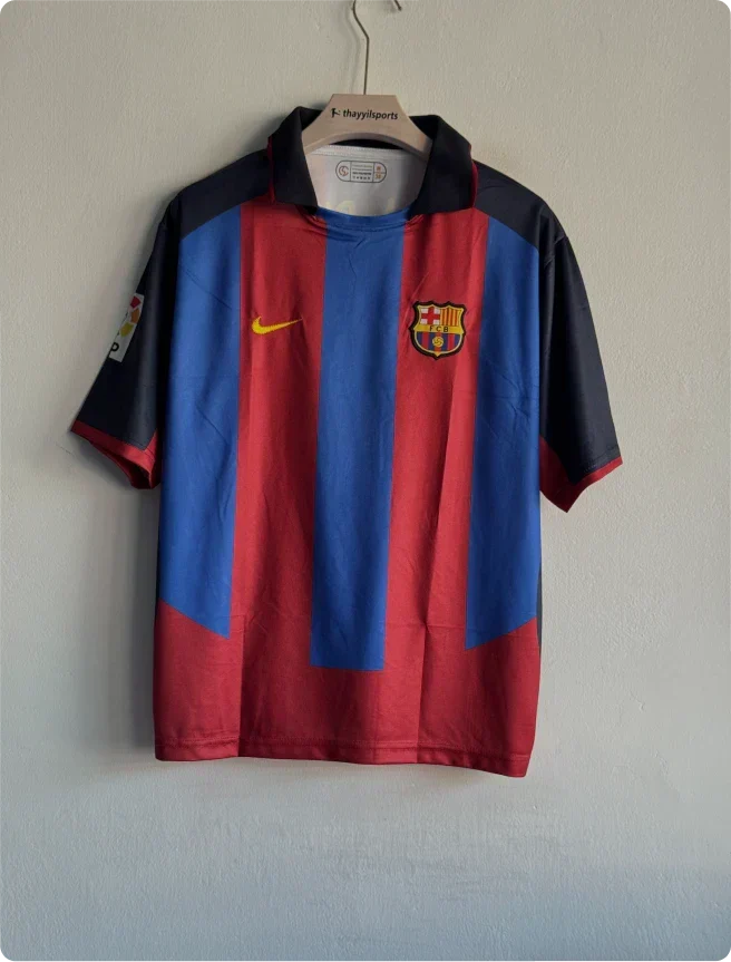 BARCELONA 2003-04 HOME KIT RONALDINHO FIVELEEVE POLO