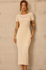 Bloomfield Knit Midi Dress - Beige