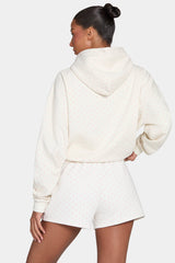 Oversized Applique Hoodie in Blush Polka Dot