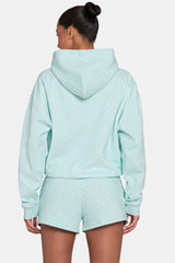 Oversized Applique Hoodie  in Peppermint Polka Dot