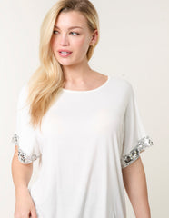 Sequin Trim Oversized Top