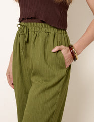 Drawstring Wide Leg Trousers
