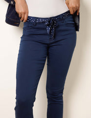 Slim Leg Stretch Denim Scarf Trousers