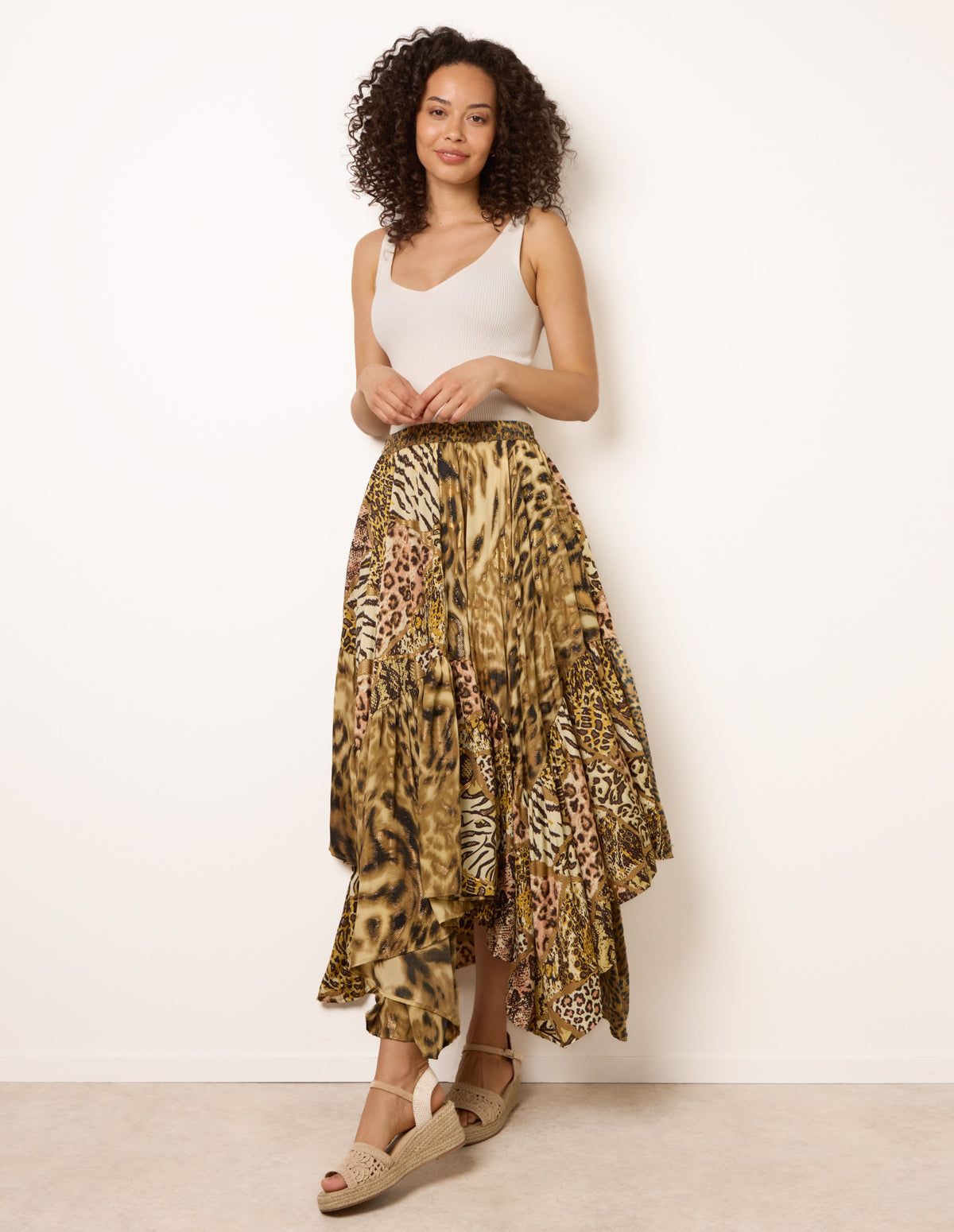 Animal Asymmetric Midi Skirt